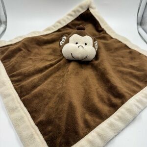 Tiddliwinks Monkey Lovey Plush Baby Security Blanket Brown Tan 13 x 13 Fleece